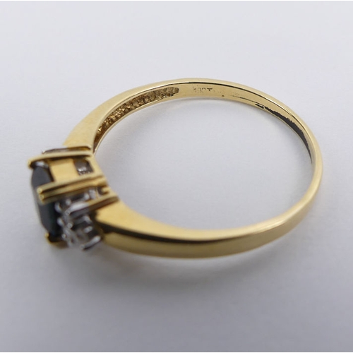 51 - 18ct gold, sapphire and diamond ring, (diamond weight 0.12ct), 2.7 grams, 6.5mm, size R 1/2.