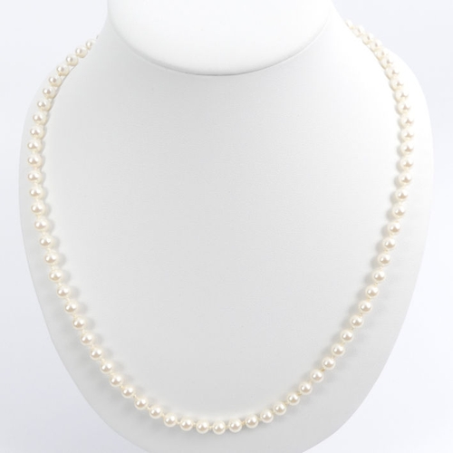 60A - A Lotus pearl necklace with a 9ct gold clasp and original presentation box, 23.5 grams, 60 cm x 5.9 ... 