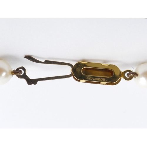 60A - A Lotus pearl necklace with a 9ct gold clasp and original presentation box, 23.5 grams, 60 cm x 5.9 ... 