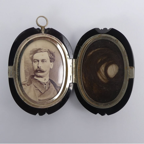 90A - Victorian vulcanite locket pendant, 46.9 grams, 60mm x 30mm x 23mm.