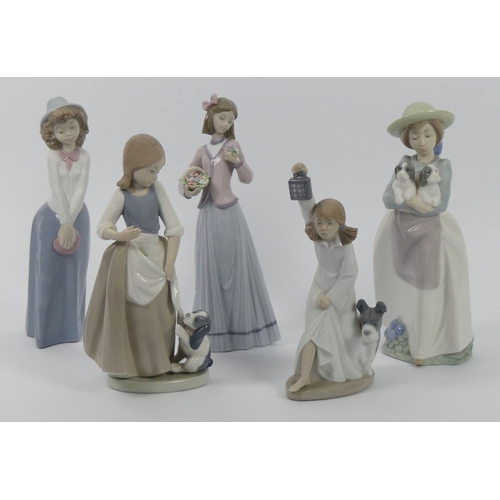 319 - Four Nao figures together with a Lladro figure 7644 