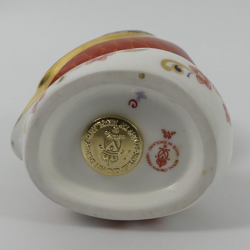 347 - A Royal Crown Derby, Kingfisher paperweight with gold stopper, 11 cm.