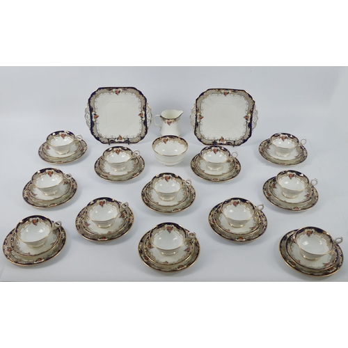 350 - A forty piece Fenton bone china tea set with gilt and floral designs, jug, 9 cm.