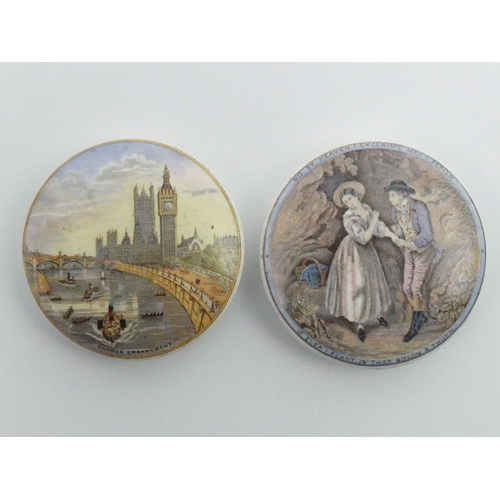 358 - Two 19th century Staffordshire pot lids 