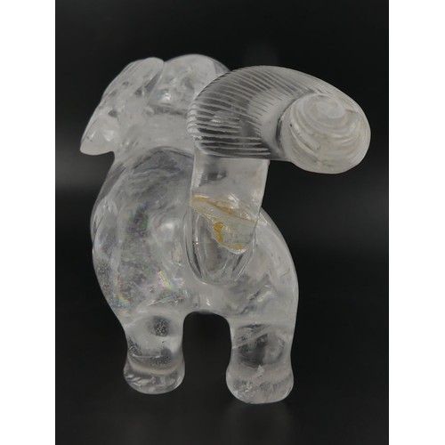 313 - A Chinese rock crystal figure of a dog, 19cm x 12cm.