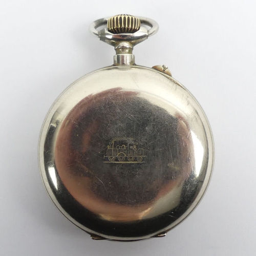 100 - Systeme Roskopf railway time keeper pocket watch, 73mm x 53mm.
Condition Report: In working order.