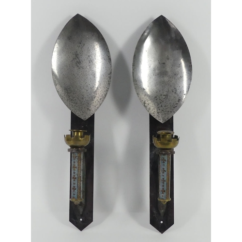 317 - A pair of metal medieval style wall sconces, 50cm x 15cm. Collection/own courier only.