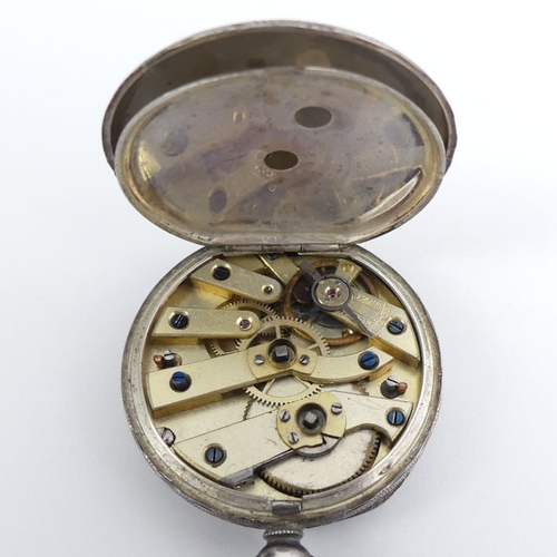 104 - A fancy dial silver pocket watch and chain along with a gold plated full hunter pocket watch, larges... 