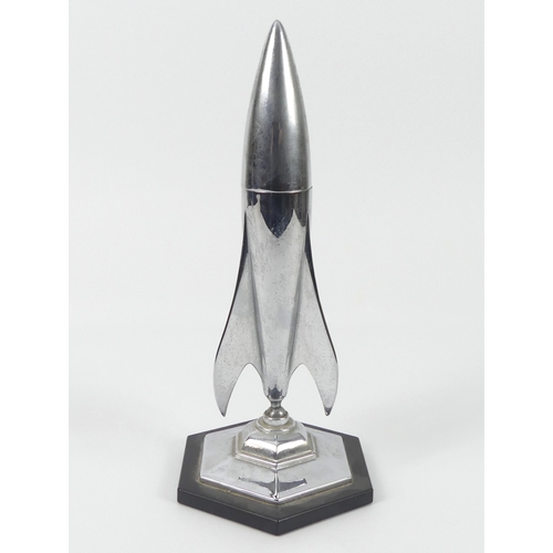 273 - An Art Deco chrome rocket lighter, 28cm.