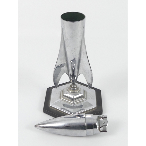 273 - An Art Deco chrome rocket lighter, 28cm.