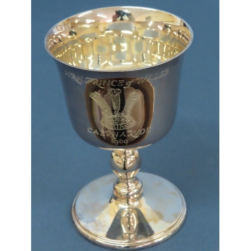 4 - Sterling silver goblet commemorating HRH Prince of Wales Investiture, Caernarvon 1969. Limited 609 /... 