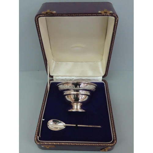 5 - Sterling silver tazza and spoon engraved 