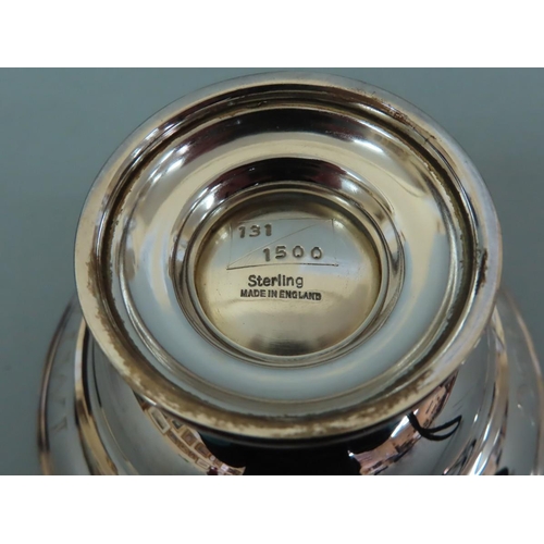 5 - Sterling silver tazza and spoon engraved 