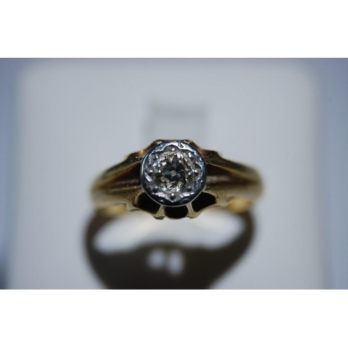 75 - 18ct. gold solitaire diamond ting - size N