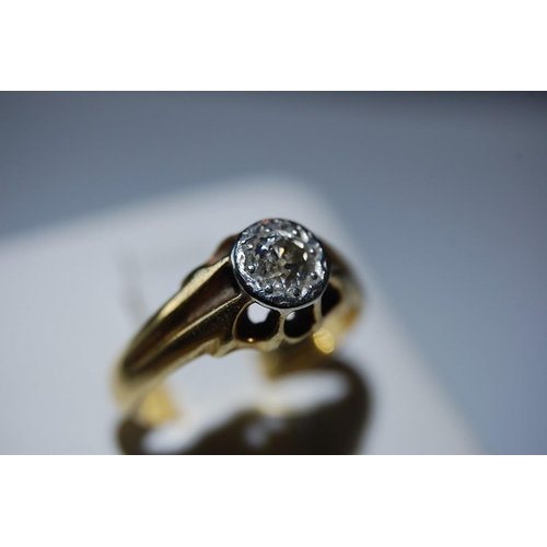 75 - 18ct. gold solitaire diamond ting - size N