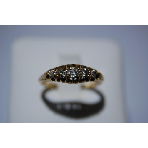 79 - 18ct. gold five stone diamond ring - size N