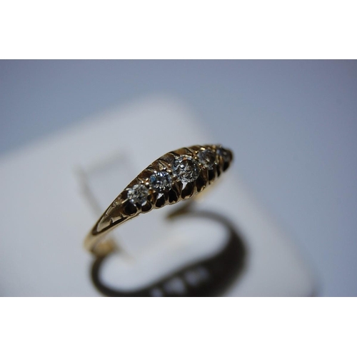 79 - 18ct. gold five stone diamond ring - size N