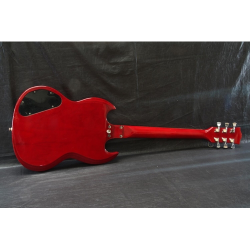 21 - Jim Deacon 'SG' style guitar with two humbucker pickups, three way switch, four tone / volume pots, ... 