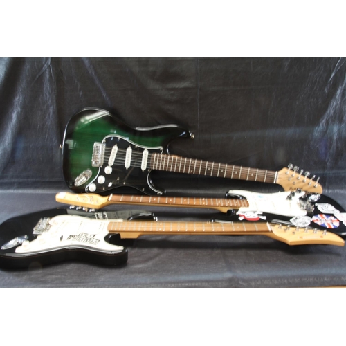 27 - Three Stratocaster style guitars including Encore
