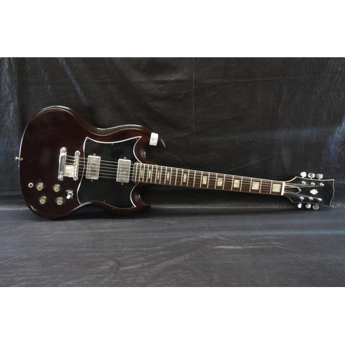 28 - Japanese 'SG' style electric guitar - reversed humbucker pickups, three way toggle switch, four volu... 