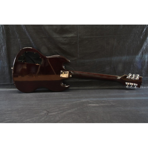 28 - Japanese 'SG' style electric guitar - reversed humbucker pickups, three way toggle switch, four volu... 
