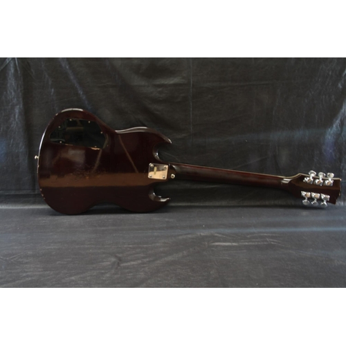 28 - Japanese 'SG' style electric guitar - reversed humbucker pickups, three way toggle switch, four volu... 