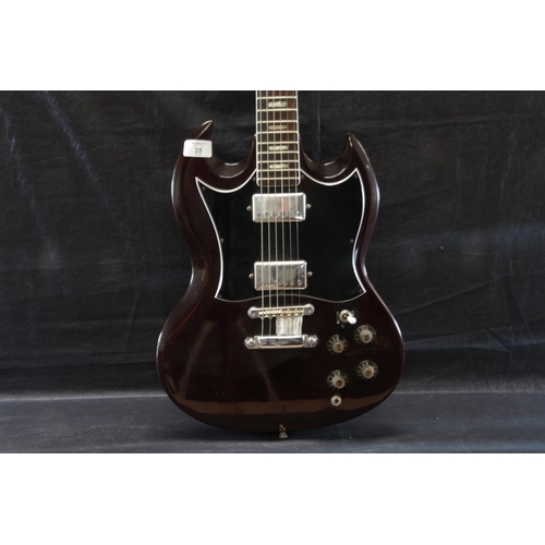 28 - Japanese 'SG' style electric guitar - reversed humbucker pickups, three way toggle switch, four volu... 