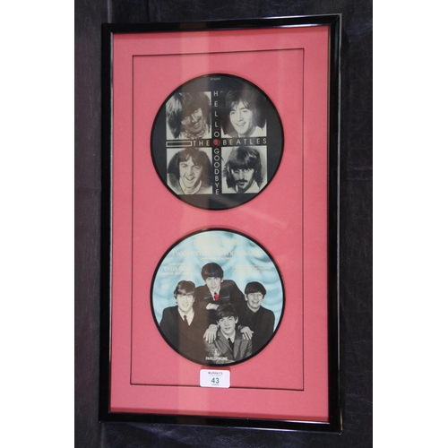 43 - Two framed picture discs The Beatles - Hello Goodbye (RP5655A) and I want to hold your hand (rp5084b... 