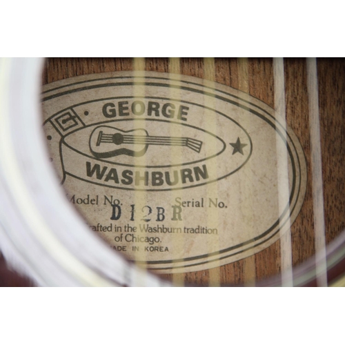 57 - George Washburn D12BR six string acoustic guitar made in Korea - plays well