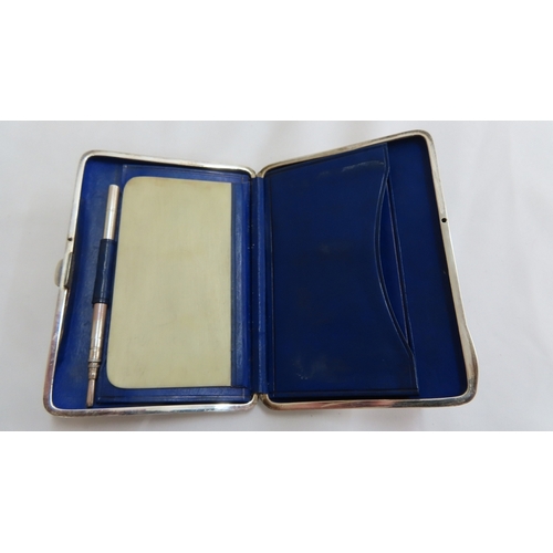 162 - Victorian silver card and note pad case with decoration of flora and feather insetwith twenty sapphi... 