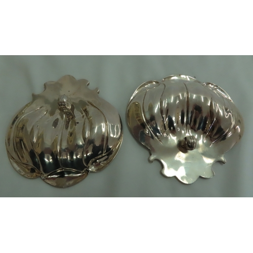 166 - Pair of cast silver dishes in the form of Prince of Wales feathers - London 1969. Maker R Comyns. 18... 