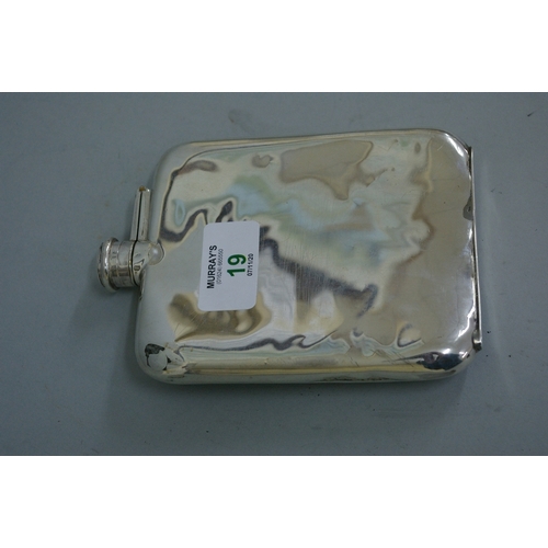 19 - GV silver 1 / 4 bottle hip flask. Sheffield 1927. 6 ozt. Maker G & H, W.H.