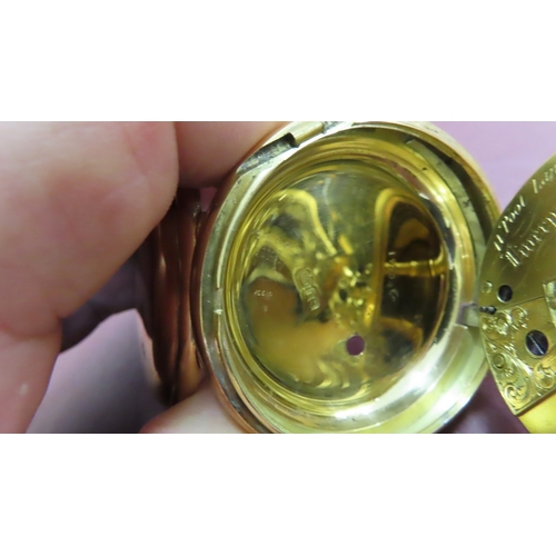 228 - A GIII 18 ct. gold chiming pocket watch with white enamel dial, Roman numerals, subsidiary seconds d... 