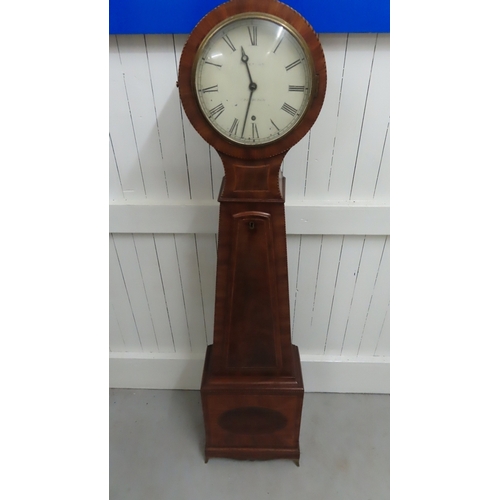 231 - Paterson, Edinburgh, grandmother clock with painted dial, single keyhole, inlaid mahogany case on br... 