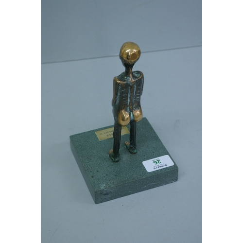 26 - John Mulvey, Hunger, Bronze on green marble base, 1972. Ht. 5 ins.