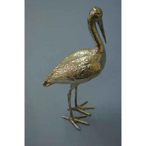 35 - 19th / 20thC continental silver stork. Ht. 10 ins.