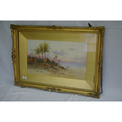 94 - F Catano ?, Desert scene with ruins and pyramids, Watercolour, Signed, 12 x 20 ins.