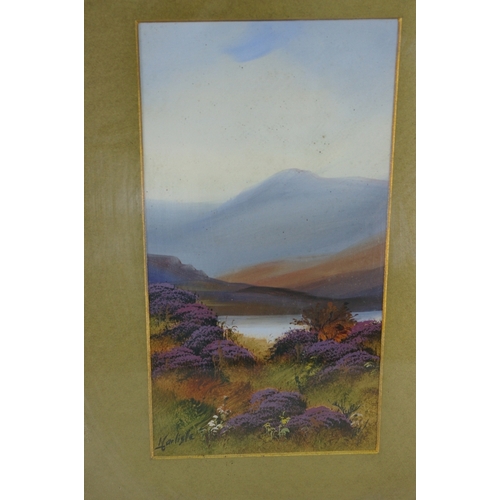 98 - I Carlisle ?, Purple heather on the hills, Watercolour (PAIR), Signed, 11 x 6 ins.