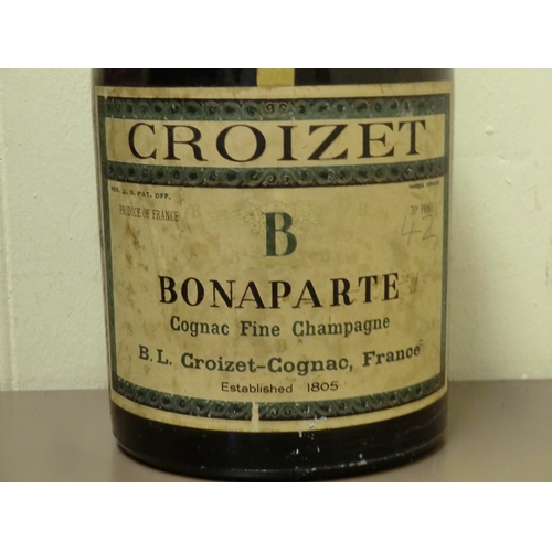 243 - Croizet vintage 1906 Bonaparte Fine Champagne Cognac, 2.25 litre. Ullage to bottom of neck.