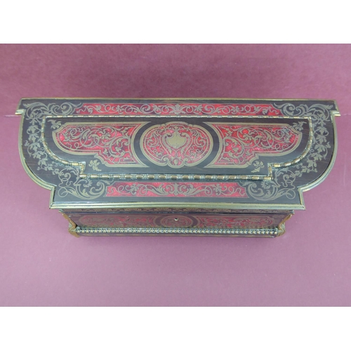 122 - Good 19thC French red boulle work and ormolu mounted box with lift up lid, fold down front, curved s... 