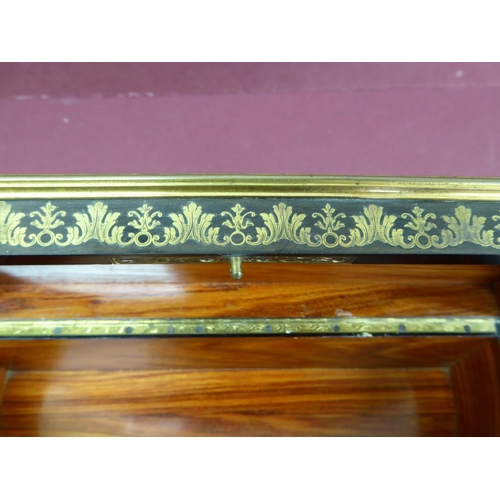 122 - Good 19thC French red boulle work and ormolu mounted box with lift up lid, fold down front, curved s... 