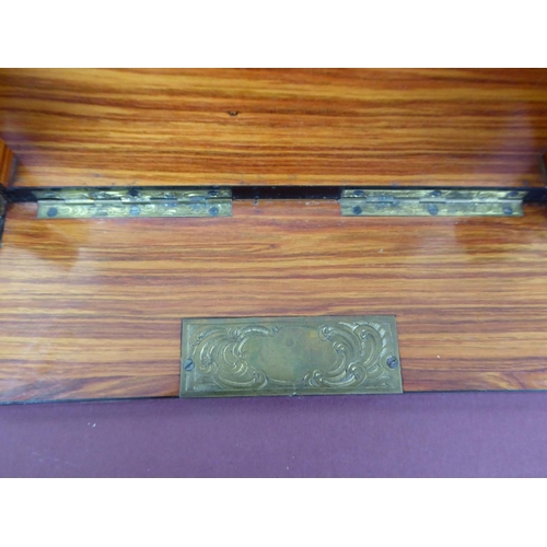 122 - Good 19thC French red boulle work and ormolu mounted box with lift up lid, fold down front, curved s... 