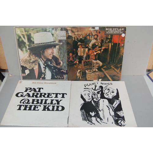 170 - Eight folk LPs including Bob Dylan - Planet Waves, Pat Garrett & Bill The Kid, New Morning, Desire, ... 