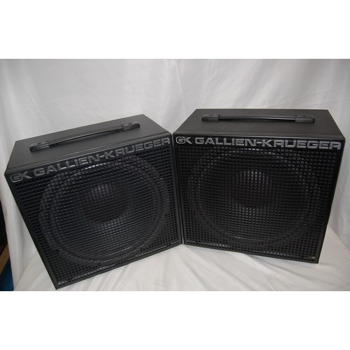 224 - Two Gallien-Krueger 112 MBX 100 Watt speaker cabs - both in heavy duty flight cases