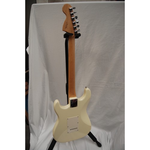 237 - Squire by Fender Stratocaster electric guitar - three single coil pickups, on white pickguard with c... 