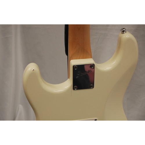 237 - Squire by Fender Stratocaster electric guitar - three single coil pickups, on white pickguard with c... 