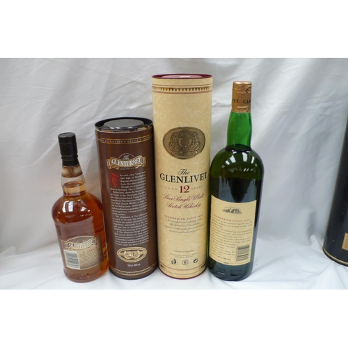 17 - Two bottles of single malt Scotch whisky aged twelve years 1) The Glen Livet 1.14 litrs and 2) The G... 