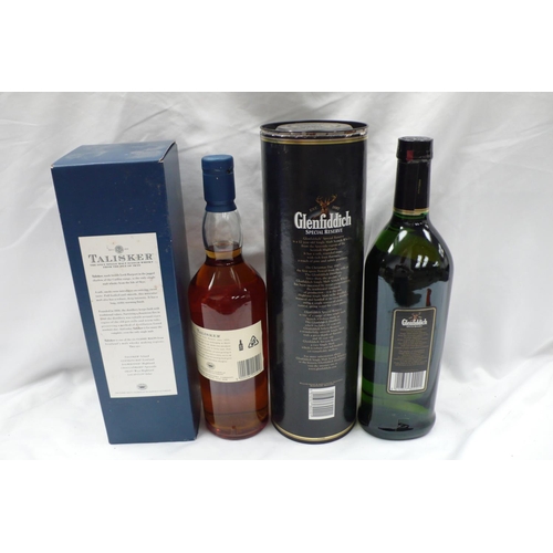 21 - Two bottles of single malt Scotch whisky 1) Glendiffich Special Reserve aged 12 years (1 litre) cann... 