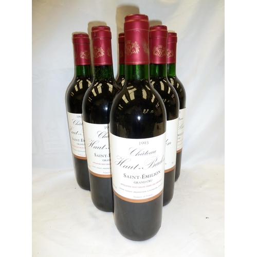 25 - Six bottles of 1993 Haut Badon Saint-Emillion, Grand Cru (no ullage)