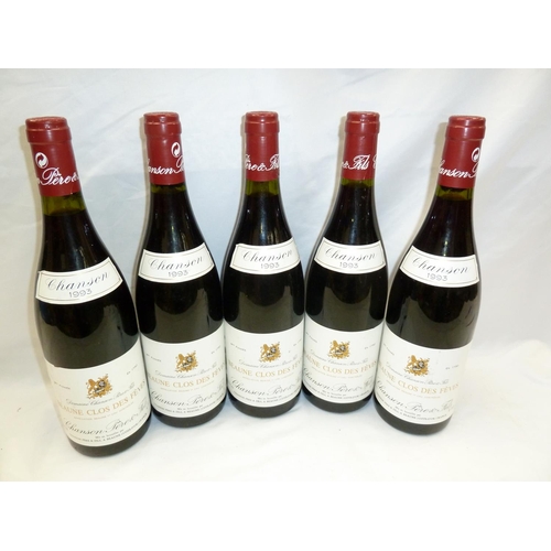 26 - Five bottles of 1993 Beaune Clos des feves Chanson Pere & Fils (no ullage)